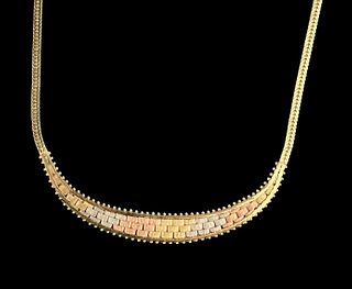 14K Tri Color Gold Necklace 16"
