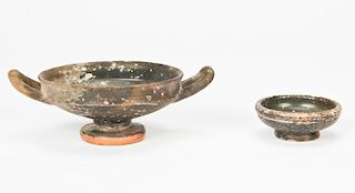 Apulian Blackware Kylix and Shouldered Bowl