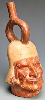 Pre Columbian Moche Culture Stiirrup Vessel