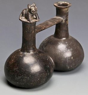 Pre Columbian Blackware Whistle Pot