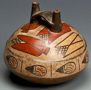 Pre Columbian Nazca Maize Stirrup Vessel