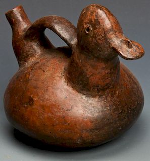Pre Columbian Colima Earthenware Duck Form Vessel