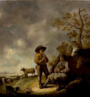 Aelbert Cuyp, (Dutch, 1620-1691), Music Making Shepherds