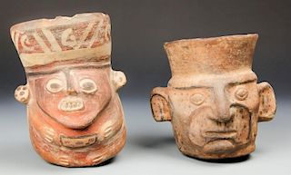 2 Pre Columbian Figural Libation Vessels