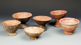 6 Pre Columbian Pedestal Bowls