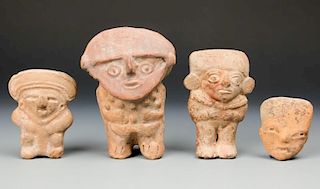 4 Pre Columbian Figural Artifacts