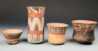 4 Pre Columbian Tiahuanaco Beakers