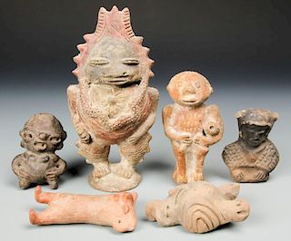 6 Pre Columbian Earthenware Figural Artifacts