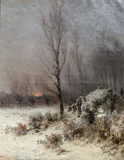 Federico Rossano, (Italian, 1835-1912), Winter Twilight