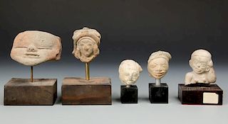 5 Pre Columbian Figural Earthenware Fragments