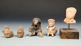 Collection of 5 Pre Columbian Figural Artifacts