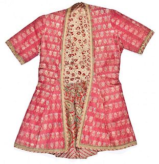 19th C. Persian or Indian Silk Brocade Short Sleeve Jacket