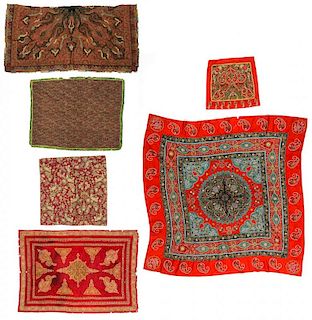 6 Antique Persian and Kashmir Textiles