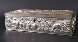 Large Vintage Sterling Silver Repousse Box