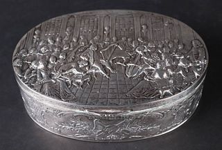 Large Oval German 800 Silver Repousse Box