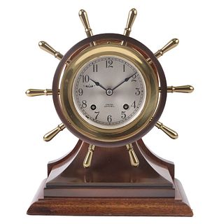 Chelsea Ships Bell Brass & Mahogany Mantel Clock