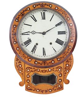 Mother of Pearl and Marquetry Inlaid Wall Clock