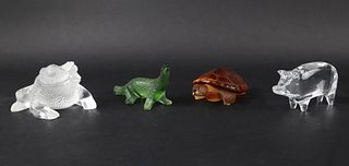 Three Lalique Art Glass Animals