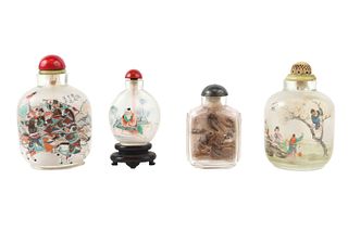 Four Chinese Reverse Painted Glass Snuff Bottles