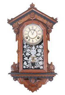 Eastlake Style Carved Walnut Wall Clock