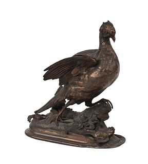 Paul Comolera Spelter Sculpture of a Pheasant