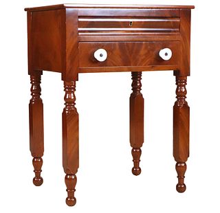 Late Federal Mahogany Two Drawer Stand