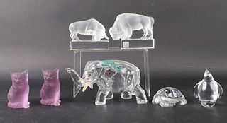 Lalique Frosted & Colorless Glass Bull and Bison