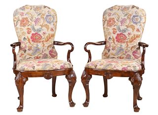 Pair of Smith & Watson Queen Anne Style Armchairs