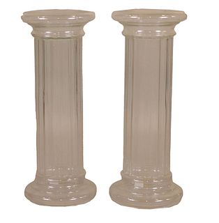 Pair of Colorless Glass Pedestals