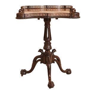 Chippendale Style Carved Mahogany Tilt-Top Table