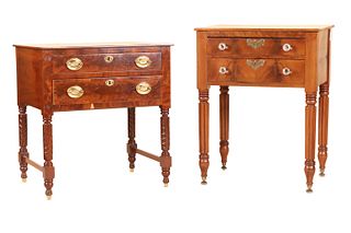 Two Federal Mahogany Two Drawer Work Tables