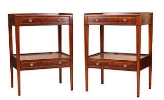 Pair of Federal Style Inlaid Mahogany Side Tables