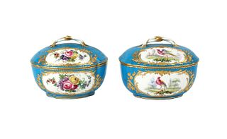 Pair of Sevres Porcelain Covered Bowls