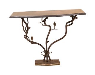 Modern Patinated-Metal Tree-Form Console Table
