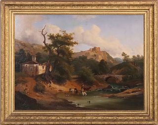 Johann Wust, Oil on Canvas, Landscape with River