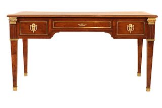 Neoclassical Style Leather-Inset Bureau Plat