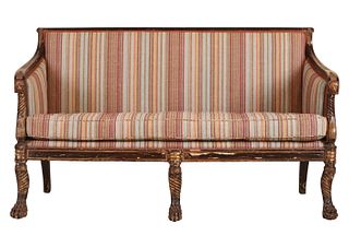 Gustavian Gilt and Painted Settee