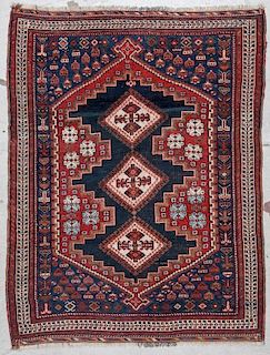 Antique Afshar Rug: 3'8'' x 4'11'' (112 x 150 cm)