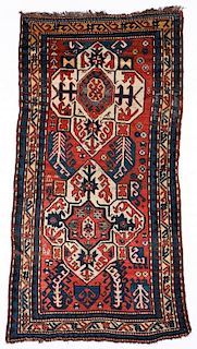Antique Kazak Rug: 4'4'' x 7'7'' (132 x 231 cm)