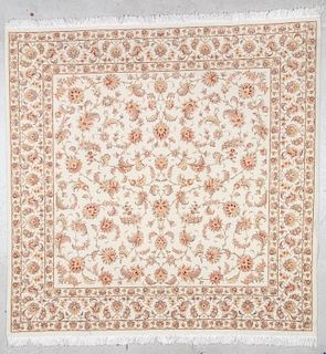 Square Wool and Silk Tabriz Rug: 6'8" x 6'9" (203 x 206 cm)