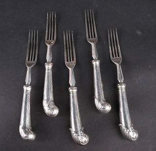 Twelve George II Silver Pistol-Handled Forks