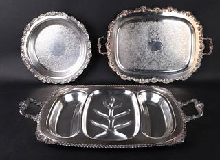 Three Vintage Silver Plated Trays and Bowl