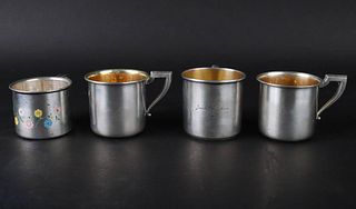 Four Vintage Sterling Silver Handled Baby Cups