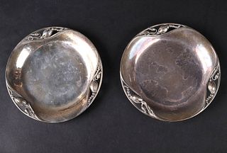 Two Small Georg Jensen Sterling Blossom Trays