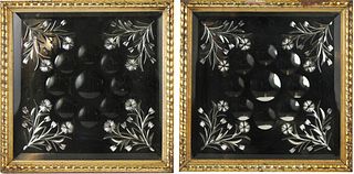 Pair of Gilt-Framed Square Etched Glass Mirrors