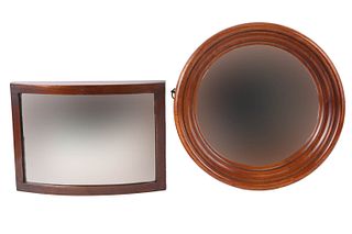 Two Victorian Mahogany Convex and Concave Mirrors