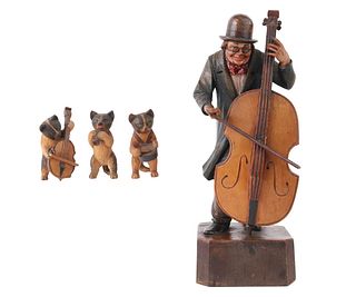 Group of Carved Wood Musician Figures