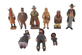 Group of American Carved Wood Figures