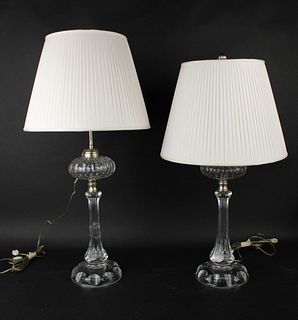 Pair of Colorless Glass Table Lamps