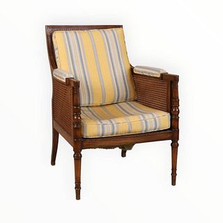 Regency Style Mahogany Caned Seat Library Chair